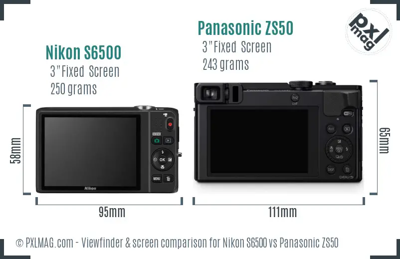 Nikon S6500 vs Panasonic ZS50 Screen and Viewfinder comparison Nikon S6500 vs Panasonic ZS50 Screen and Viewfinder comparison