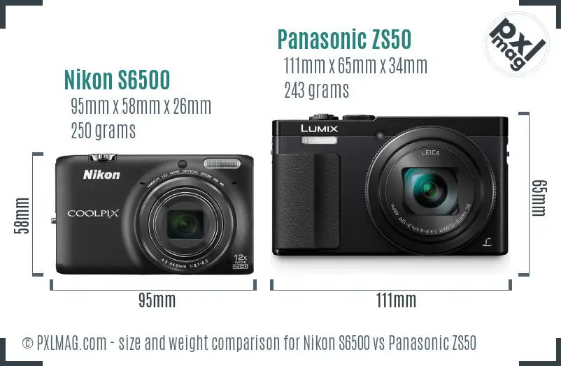 Nikon S6500 vs Panasonic ZS50 size comparison Nikon S6500 vs Panasonic ZS50 size comparison
