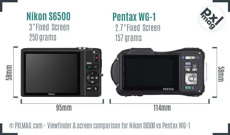 Nikon S6500 vs Pentax WG-1 Screen and Viewfinder comparison