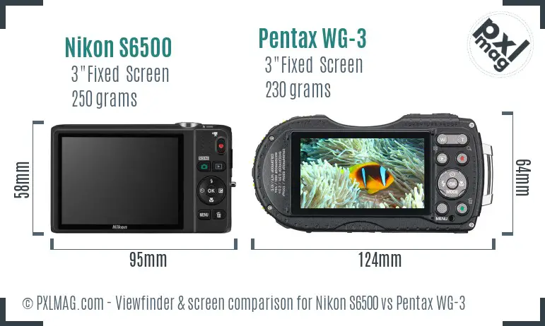 Nikon S6500 vs Pentax WG-3 Screen and Viewfinder comparison