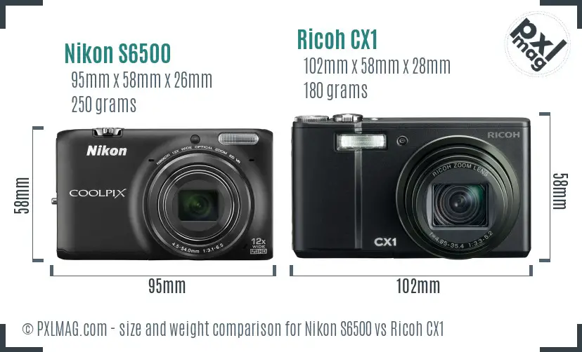 Nikon S6500 vs Ricoh CX1 size comparison Nikon S6500 vs Ricoh CX1 size comparison