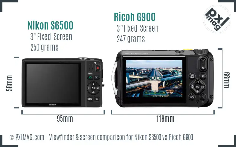 Nikon S6500 vs Ricoh G900 Screen and Viewfinder comparison Nikon S6500 vs Ricoh G900 Screen and Viewfinder comparison