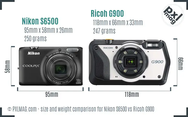 Nikon S6500 vs Ricoh G900 size comparison Nikon S6500 vs Ricoh G900 size comparison