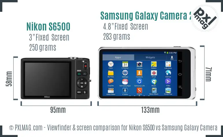 Nikon S6500 vs Samsung Galaxy Camera 2 Screen and Viewfinder comparison