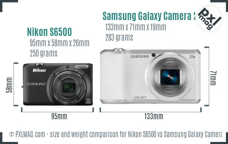 Nikon S6500 vs Samsung Galaxy Camera 2 size comparison