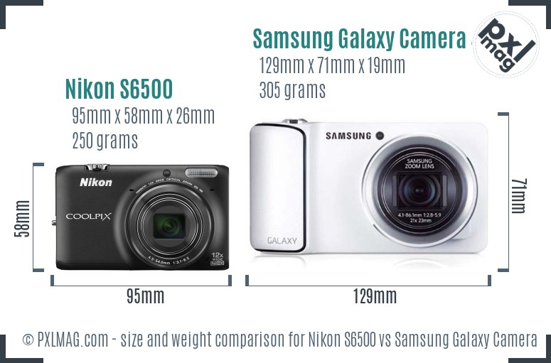 Nikon S6500 vs Samsung Galaxy Camera 4G size comparison Nikon S6500 vs Samsung Galaxy Camera 4G size comparison