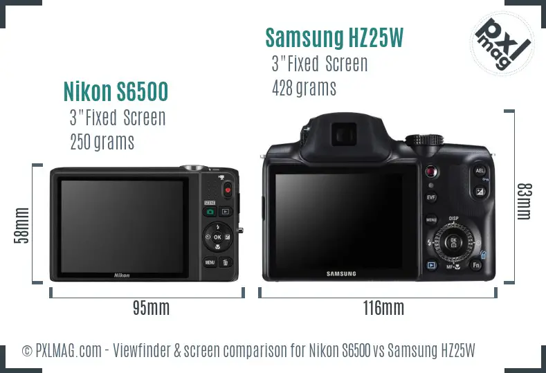 Nikon S6500 vs Samsung HZ25W Screen and Viewfinder comparison Nikon S6500 vs Samsung HZ25W Screen and Viewfinder comparison