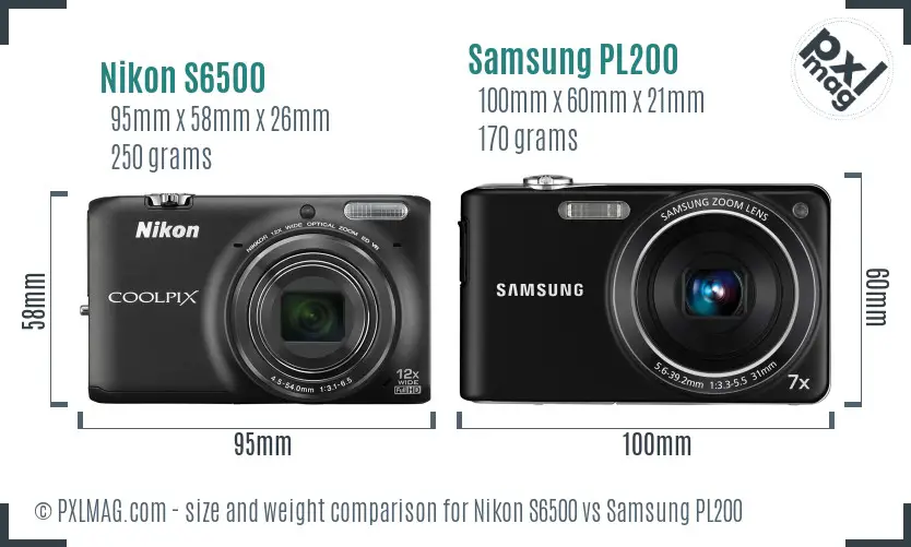 Nikon S6500 vs Samsung PL200 size comparison