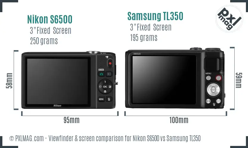 Nikon S6500 vs Samsung TL350 Screen and Viewfinder comparison