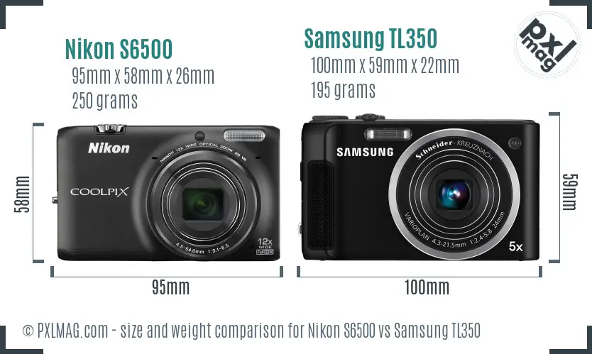 Nikon S6500 vs Samsung TL350 size comparison