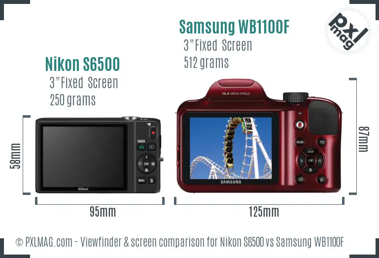 Nikon S6500 vs Samsung WB1100F Screen and Viewfinder comparison Nikon S6500 vs Samsung WB1100F Screen and Viewfinder comparison