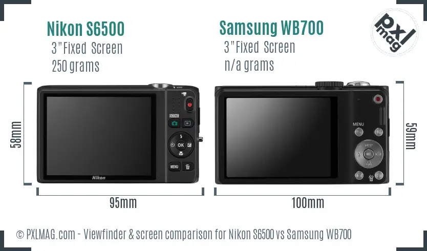 Nikon S6500 vs Samsung WB700 Screen and Viewfinder comparison