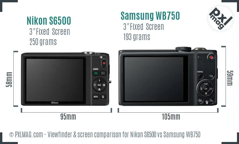 Nikon S6500 vs Samsung WB750 Screen and Viewfinder comparison Nikon S6500 vs Samsung WB750 Screen and Viewfinder comparison