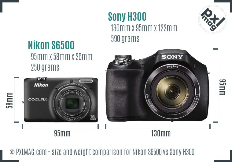 Nikon S6500 vs Sony H300 size comparison Nikon S6500 vs Sony H300 size comparison