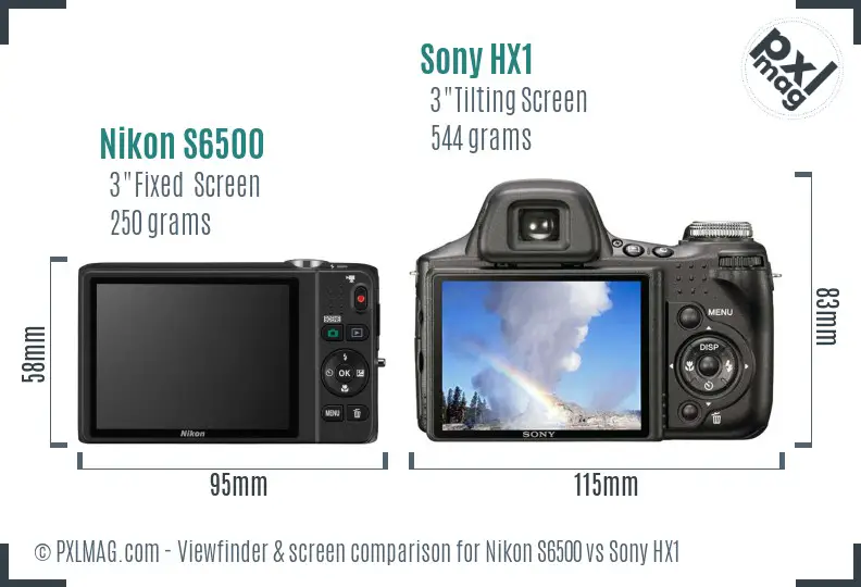Nikon S6500 vs Sony HX1 Screen and Viewfinder comparison Nikon S6500 vs Sony HX1 Screen and Viewfinder comparison