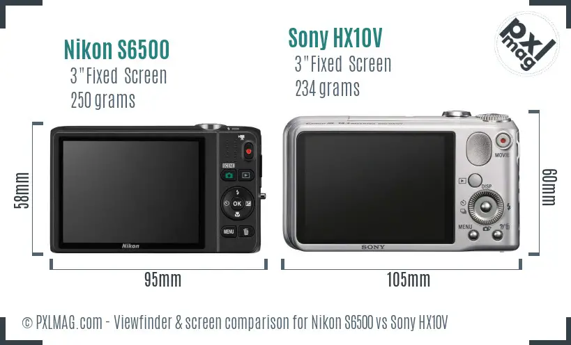 Nikon S6500 vs Sony HX10V Screen and Viewfinder comparison Nikon S6500 vs Sony HX10V Screen and Viewfinder comparison