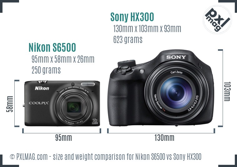 Nikon S6500 vs Sony HX300 size comparison Nikon S6500 vs Sony HX300 size comparison