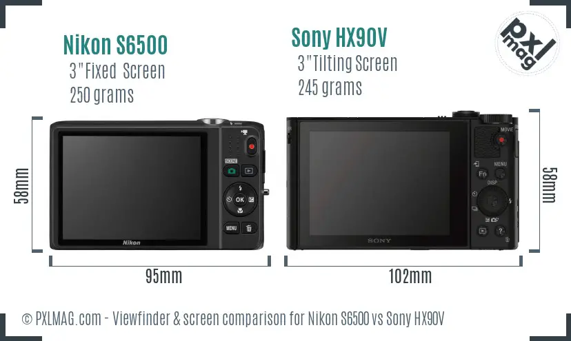 Nikon S6500 vs Sony HX90V Screen and Viewfinder comparison