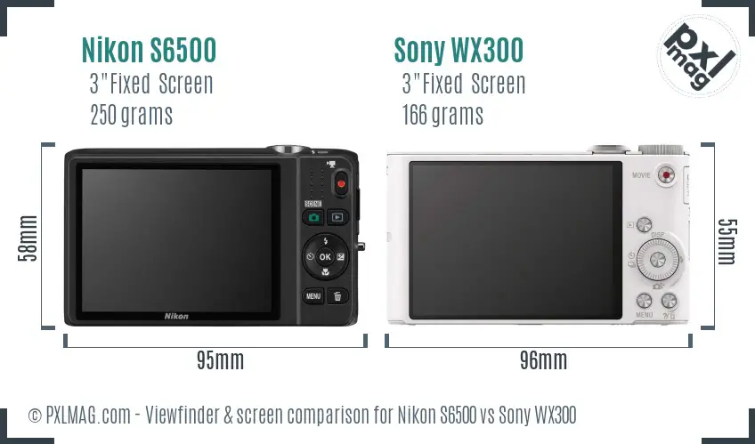 Nikon S6500 vs Sony WX300 Screen and Viewfinder comparison Nikon S6500 vs Sony WX300 Screen and Viewfinder comparison