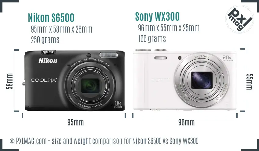 Nikon S6500 vs Sony WX300 size comparison Nikon S6500 vs Sony WX300 size comparison