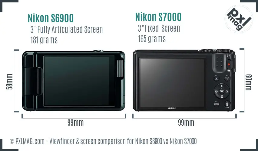 Nikon S6900 vs Nikon S7000 Screen and Viewfinder comparison