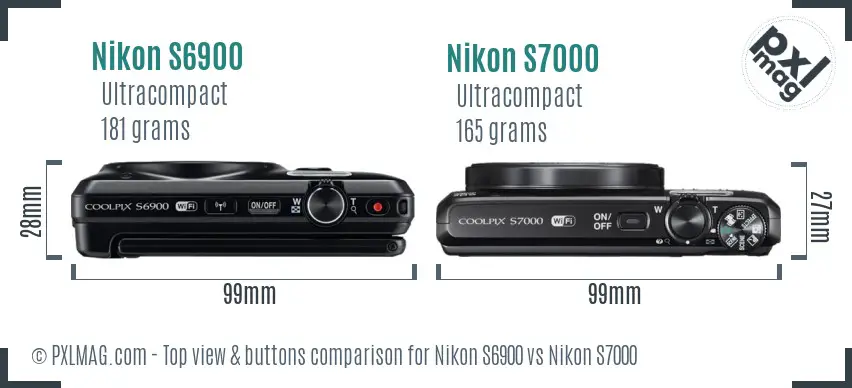 Nikon S6900 vs Nikon S7000 top view buttons comparison