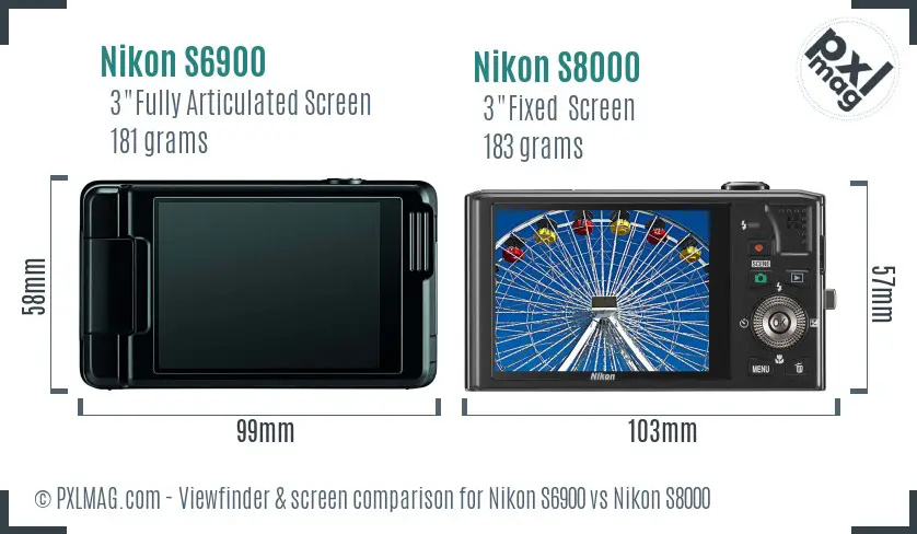 Nikon S6900 vs Nikon S8000 Screen and Viewfinder comparison Nikon S6900 vs Nikon S8000 Screen and Viewfinder comparison