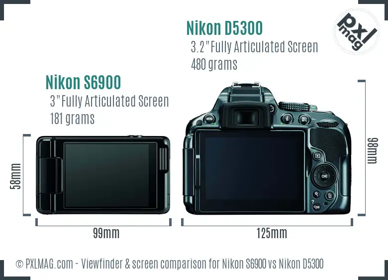 Nikon S6900 vs Nikon D5300 Screen and Viewfinder comparison