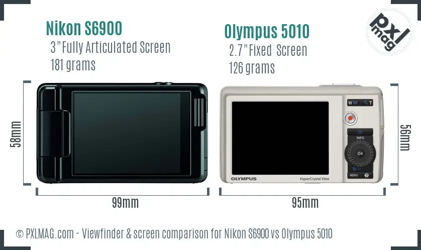 Nikon S6900 vs Olympus 5010 Screen and Viewfinder comparison