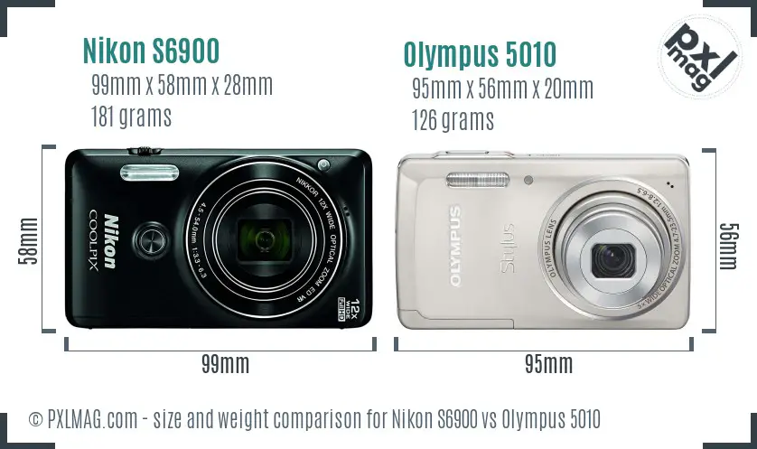 Nikon S6900 vs Olympus 5010 size comparison