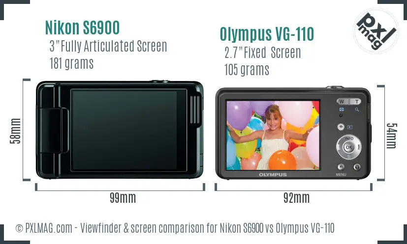 Nikon S6900 vs Olympus VG-110 Screen and Viewfinder comparison Nikon S6900 vs Olympus VG-110 Screen and Viewfinder comparison