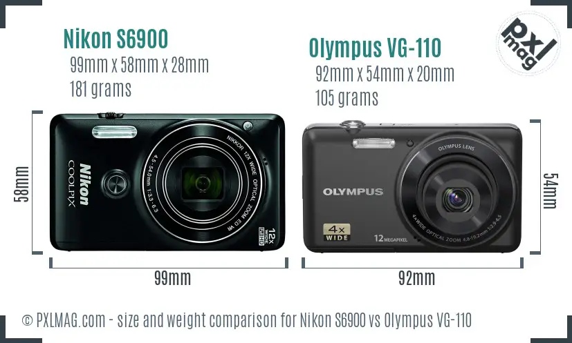 Nikon S6900 vs Olympus VG-110 size comparison Nikon S6900 vs Olympus VG-110 size comparison