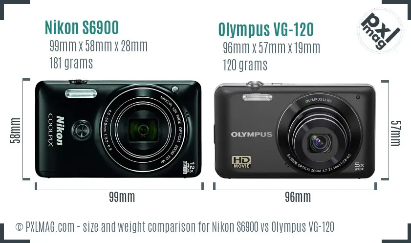 Nikon S6900 vs Olympus VG-120 size comparison
