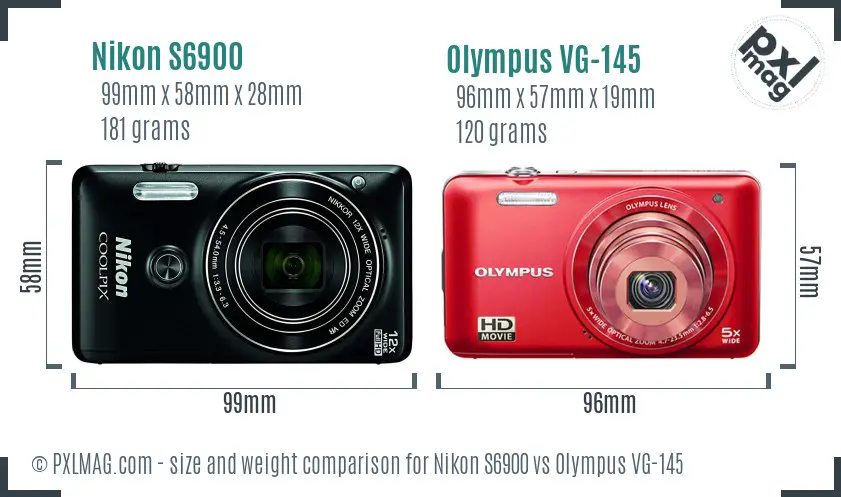 Nikon S6900 vs Olympus VG-145 size comparison