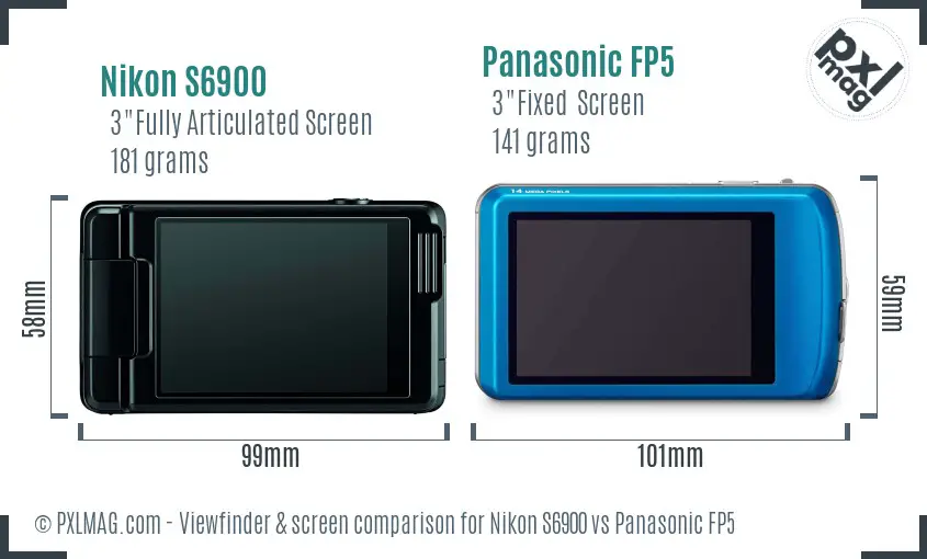 Nikon S6900 vs Panasonic FP5 Screen and Viewfinder comparison