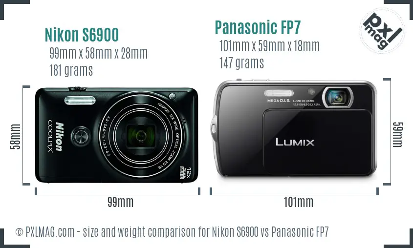 Nikon S6900 vs Panasonic FP7 size comparison Nikon S6900 vs Panasonic FP7 size comparison