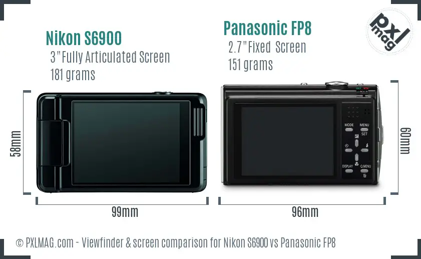 Nikon S6900 vs Panasonic FP8 Screen and Viewfinder comparison Nikon S6900 vs Panasonic FP8 Screen and Viewfinder comparison