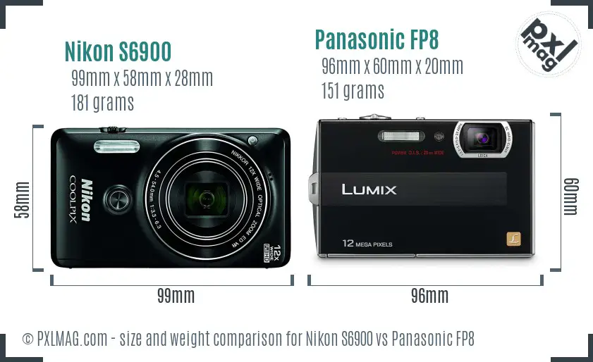 Nikon S6900 vs Panasonic FP8 size comparison Nikon S6900 vs Panasonic FP8 size comparison