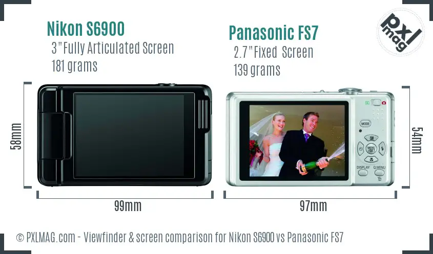 Nikon S6900 vs Panasonic FS7 Screen and Viewfinder comparison