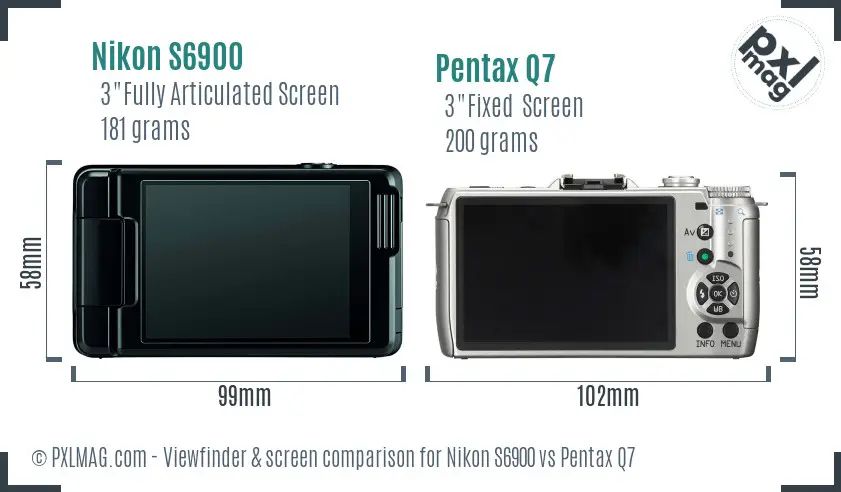 Nikon S6900 vs Pentax Q7 Screen and Viewfinder comparison