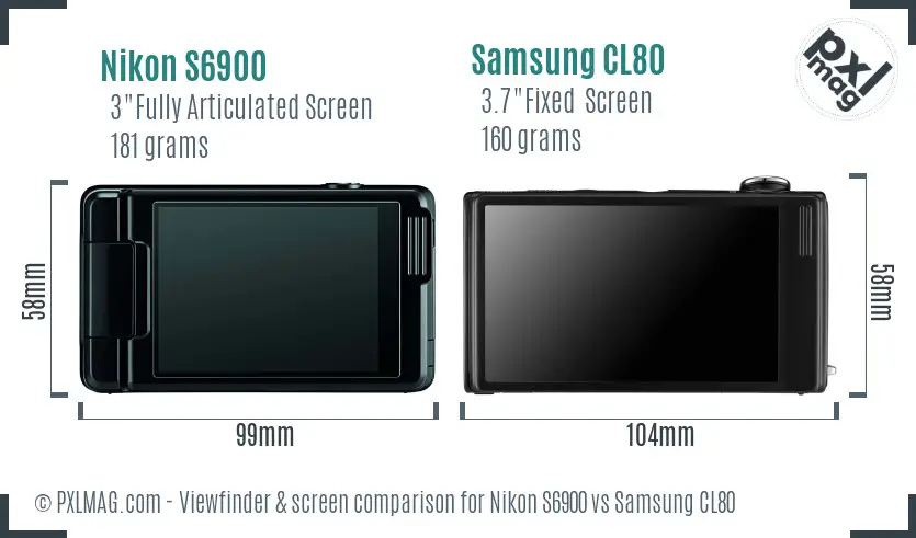 Nikon S6900 vs Samsung CL80 Screen and Viewfinder comparison Nikon S6900 vs Samsung CL80 Screen and Viewfinder comparison