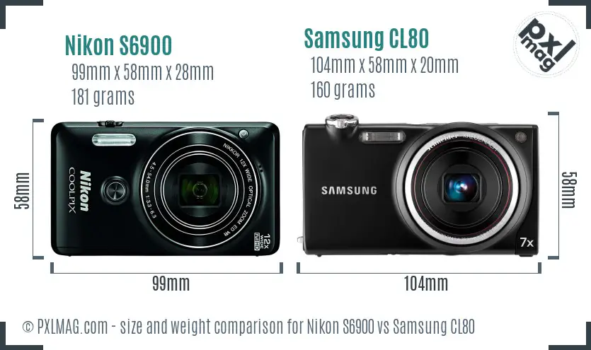 Nikon S6900 vs Samsung CL80 size comparison Nikon S6900 vs Samsung CL80 size comparison