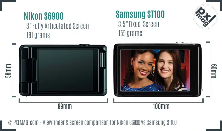 Nikon S6900 vs Samsung ST100 Screen and Viewfinder comparison