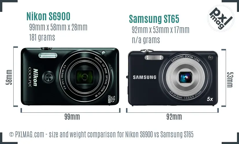 Nikon S6900 vs Samsung ST65 size comparison