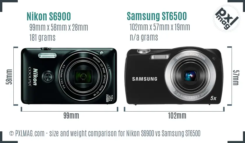 Nikon S6900 vs Samsung ST6500 size comparison