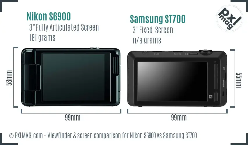 Nikon S6900 vs Samsung ST700 Screen and Viewfinder comparison