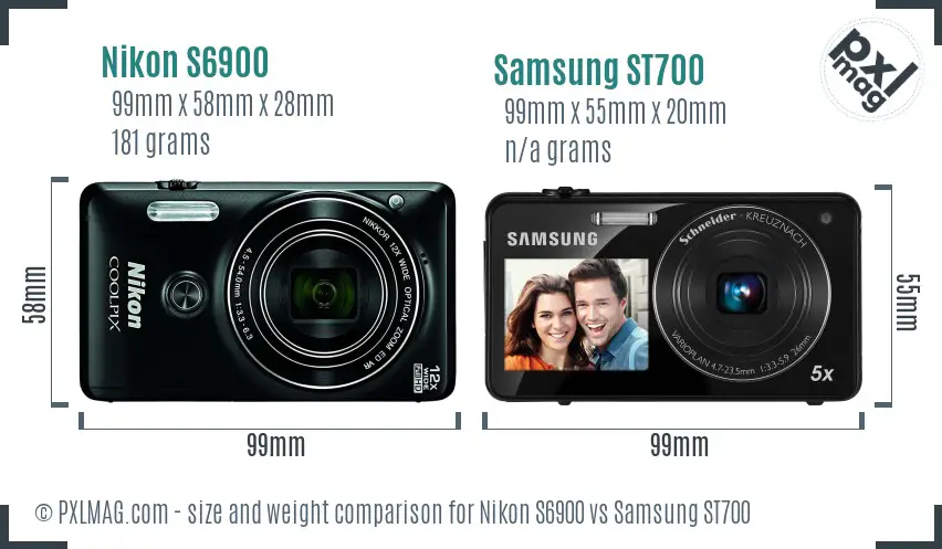 Nikon S6900 vs Samsung ST700 size comparison