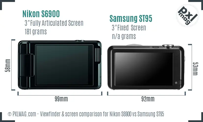 Nikon S6900 vs Samsung ST95 Screen and Viewfinder comparison