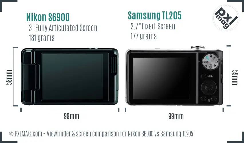 Nikon S6900 vs Samsung TL205 Screen and Viewfinder comparison