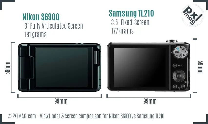 Nikon S6900 vs Samsung TL210 Screen and Viewfinder comparison